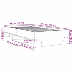 vidaXL Bed Frame Bed Base Mattress Foundation White 90x200 cm Engineered Wood - Additional view 3