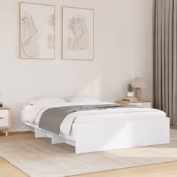 vidaXL Bed Frame Bed Base Mattress Foundation White 140x190 cm Engineered Wood