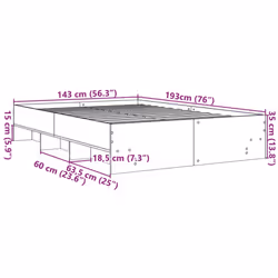 vidaXL Bed Frame Bed Base Mattress Foundation White 140x190 cm Engineered Wood - Additional view 9