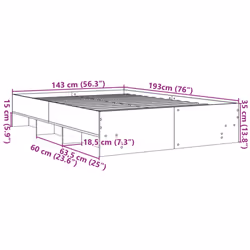 vidaXL Bed Frame Bed Base Bedstead Concrete Grey 140x190 cm Engineered Wood