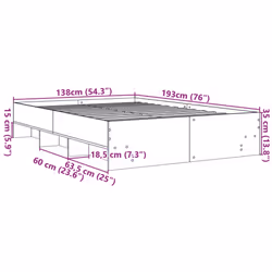 vidaXL Bed Frame Bed Base Mattress Foundation White 135x190 cm Engineered Wood - Additional view 9