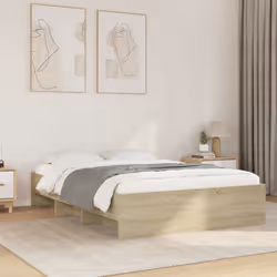 vidaXL Bed Frame Bed Base Home Bedstead Sonoma Oak 135x190 cm Engineered Wood