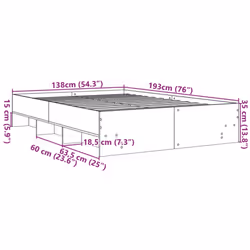 vidaXL Bed Frame Bed Base Bedstead Concrete Grey 135x190 cm Engineered Wood