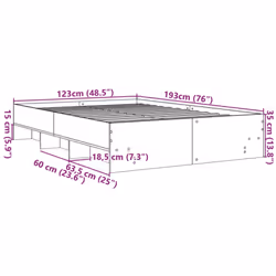 vidaXL Bed Frame Home Bed Base White 120x190 cm Small Double Engineered Wood - Additional view 9