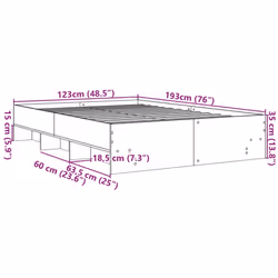 vidaXL Bed Frame Bed Base Sonoma Oak 120x190 cm Small Double Engineered Wood - Additional view 9