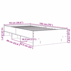vidaXL Bed Frame Bed Base Bedstead Sonoma Oak 90x190 cm Single Engineered Wood - Additional view 9