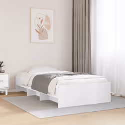 vidaXL Bed Frame Home Bed Base White 75x190 cm Small Single Engineered Wood