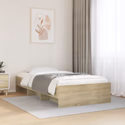 vidaXL Bed Frame Bed Base Sonoma Oak 75x190 cm Small Single Engineered Wood