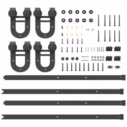 vidaXL Sliding Door Hardware Kit 183 cm Steel Black sliding door hardware - 200 cm/ 4 pcs - Additional view 7