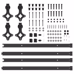 vidaXL Sliding Door Hardware Kit Interior Door Barn Door Track Steel Black - 152.5 cm/ 4 pcs - Additional view 7