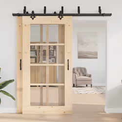 vidaXL Sliding Door Hardware Kit Interior Door Barn Door Track Steel Black - 213.5 cm/ 4 pcs