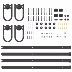 vidaXL Sliding Door Hardware Kit 200 cm Steel Black sliding door hardware - 183 cm/ 4 pcs - Additional view 7