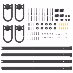 vidaXL Sliding Door Hardware Kit 200 cm Steel Black sliding door hardware - 200 cm/ 4 pcs - Additional view 7