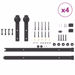 vidaXL Sliding Door Hardware Kit 213,5 cm Steel Black sliding door hardware - 152.5 cm/ 8 pcs - Additional view 7