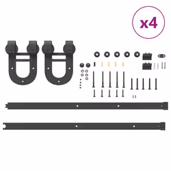 vidaXL Sliding Door Hardware Kit 183 cm Steel Black sliding door hardware - 183 cm/ 8 pcs - Additional view 7