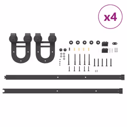 vidaXL Sliding Door Hardware Kit 183 cm Steel Black sliding door hardware - 200 cm/ 8 pcs - Additional view 7