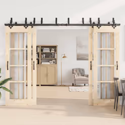 vidaXL Sliding Door Hardware Kit Interior Door Barn Door Track Steel Black - 152.5 cm/ 8 pcs