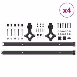 vidaXL Sliding Door Hardware Kit Interior Door Barn Door Track Steel Black - 152.5 cm/ 8 pcs - Additional view 7