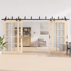 vidaXL Sliding Door Hardware Kit Interior Door Barn Door Track Steel Black - 213.5 cm/ 8 pcs