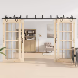 vidaXL Sliding Door Hardware Kit 200 cm Steel Black sliding door hardware - 183 cm/ 8 pcs