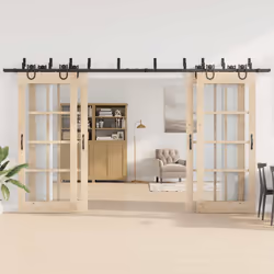 vidaXL Sliding Door Hardware Kit 200 cm Steel Black sliding door hardware - 200 cm/ 8 pcs