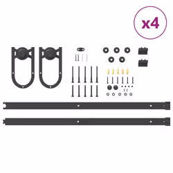 vidaXL Sliding Door Hardware Kit 200 cm Steel Black sliding door hardware - 200 cm/ 8 pcs - Additional view 7
