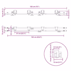 vidaXL Sliding Door Hardware Kit 183 cm Stainless Steel Silver - 183 cm/ 4 pcs - 1