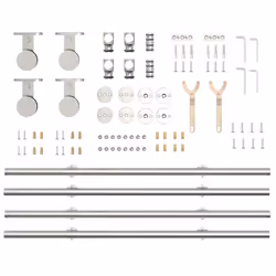 vidaXL Sliding Door Hardware Kit 183 cm Stainless Steel Silver - 183 cm/ 4 pcs - 1 - Additional view 7