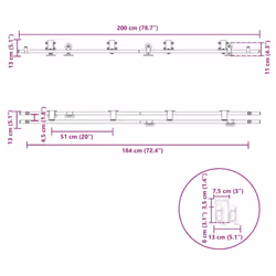 vidaXL Sliding Door Hardware Kit 200 cm Stainless Steel Silver - 4 pcs