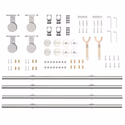 vidaXL Sliding Door Hardware Kit 200 cm Stainless Steel Silver - 4 pcs - Additional view 7