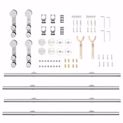 vidaXL Sliding Door Hardware Kit 200 cm Stainless Steel Silver - 4 pcs - Additional view 7
