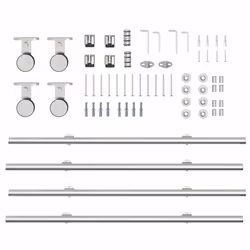 vidaXL Sliding Door Hardware Kit 183 cm Stainless Steel Silver - 183 cm/ 4 pcs - Additional view 7