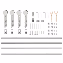 vidaXL Sliding Door Hardware Kit 183 cm Stainless Steel Silver - 183 cm/ 4 pcs - Additional view 7