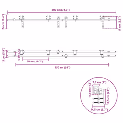 vidaXL Sliding Door Hardware Kit 183 cm Stainless Steel Silver - 200 cm/ 4 pcs