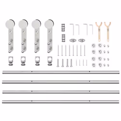 vidaXL Sliding Door Hardware Kit 183 cm Stainless Steel Silver - 200 cm/ 4 pcs - Additional view 7