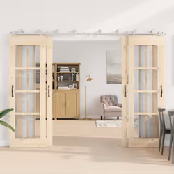 vidaXL Sliding Door Hardware Kit 183 cm Stainless Steel Silver - 183 cm/ 8 pcs - 1