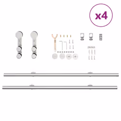 vidaXL Sliding Door Hardware Kit 183 cm Stainless Steel Silver - 183 cm/ 8 pcs - Additional view 7