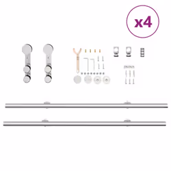 vidaXL Sliding Door Hardware Kit 200 cm Stainless Steel Silver - 8 pcs - Additional view 7