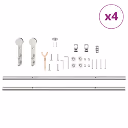 vidaXL Sliding Door Hardware Kit 183 cm Stainless Steel Silver - 183 cm/ 8 pcs - Additional view 7