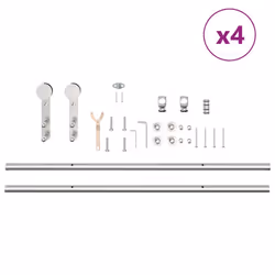 vidaXL Sliding Door Hardware Kit 183 cm Stainless Steel Silver - 200 cm/ 8 pcs - Additional view 7