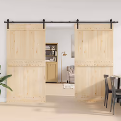 vidaXL Sliding Door Hardware Kit 200 cm Steel Black sliding door hardware - 152.5 cm
