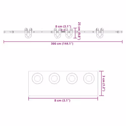 vidaXL Sliding Door Hardware Kit 200 cm Steel Black sliding door hardware - 183 cm