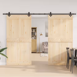 vidaXL Sliding Door Hardware Kit 213,5 cm Steel Black sliding door hardware - 152.5 cm