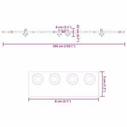 vidaXL Sliding Door Hardware Kit 213,5 cm Steel Black sliding door hardware - 152.5 cm