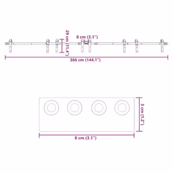 vidaXL Sliding Door Hardware Kit Steel Black sliding door hardware - 183 cm