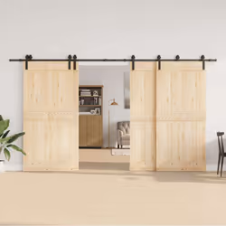 vidaXL Sliding Door Hardware Kit Steel Black sliding door hardware - 200 cm