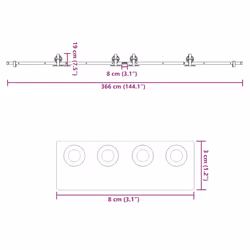 vidaXL Sliding Door Hardware Kit 200 cm Steel Black sliding door hardware - 183 cm