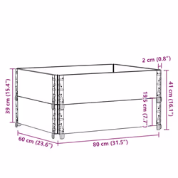 vidaXL Pallet Collars Garden Raised Bed Vegetable Planter Box Solid Wood Pine - grey, 80 x 60 cm/ 2 pcs - Additional view 7
