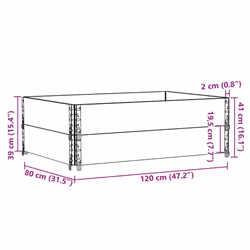 vidaXL Pallet Collars Garden Raised Bed Vegetable Planter Box Solid Wood Pine - black, 120 x 80 cm/ 2 pcs - Additional view 3