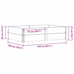 vidaXL Pallet Collars Garden Raised Bed Vegetable Planter Box Solid Wood Pine - grey, 150 x 100 cm/ 2 pcs - Additional view 6